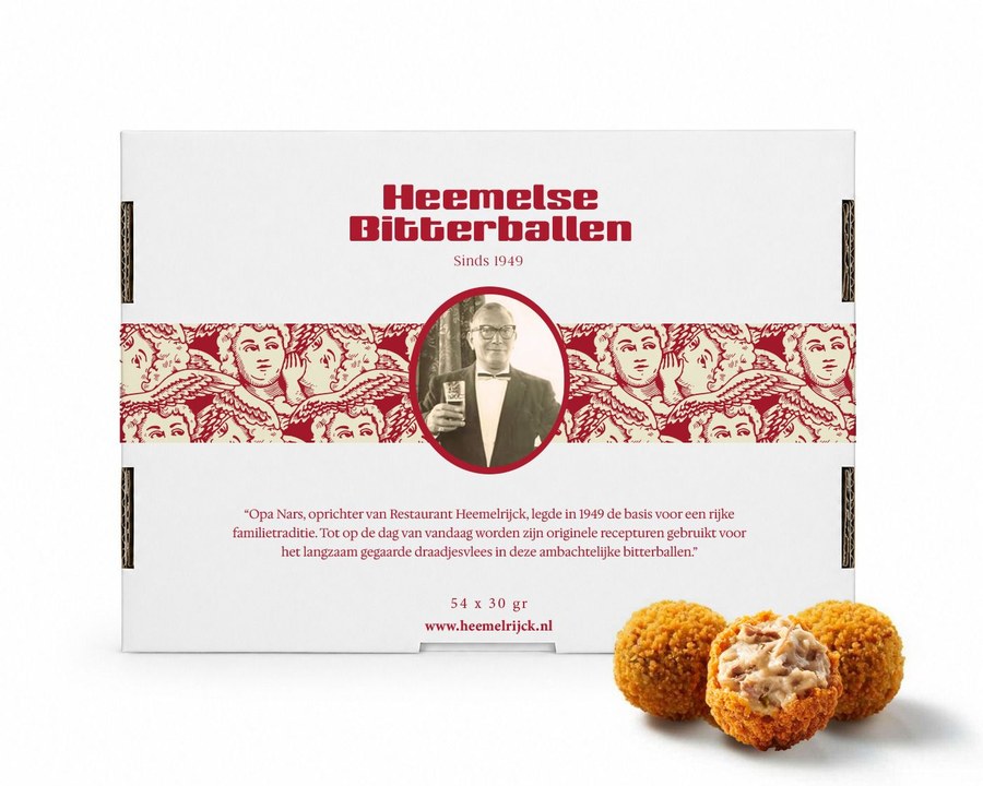 Heemelse Bitterballen groothandelsdoos, Sinds 1949